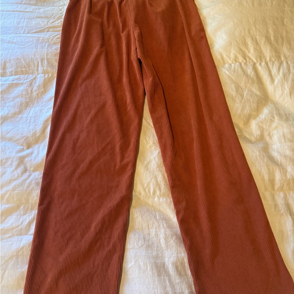 Rust Corduroy Wide-Leg Pants